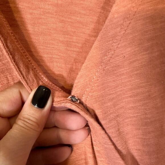 Caslon Salmon Pink Short Sleeve Cotton Wrap Style Front Dress Women Sz L - Picture 8 of 9